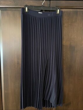 Filippa K Pleated Midi Skirt in Navy — Sleek Everyday Style